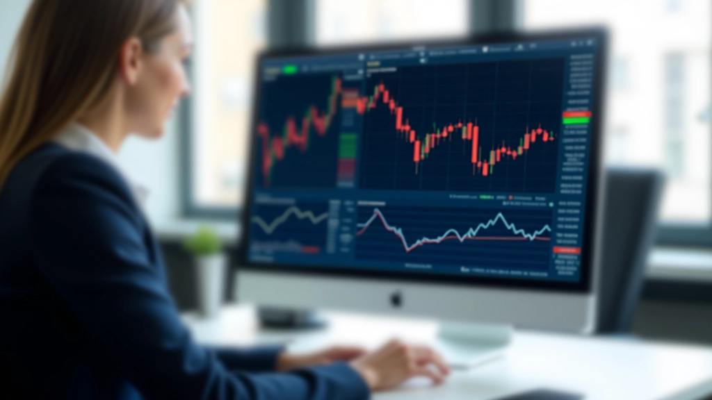 Monitor zobrazující finanční grafy a indexy