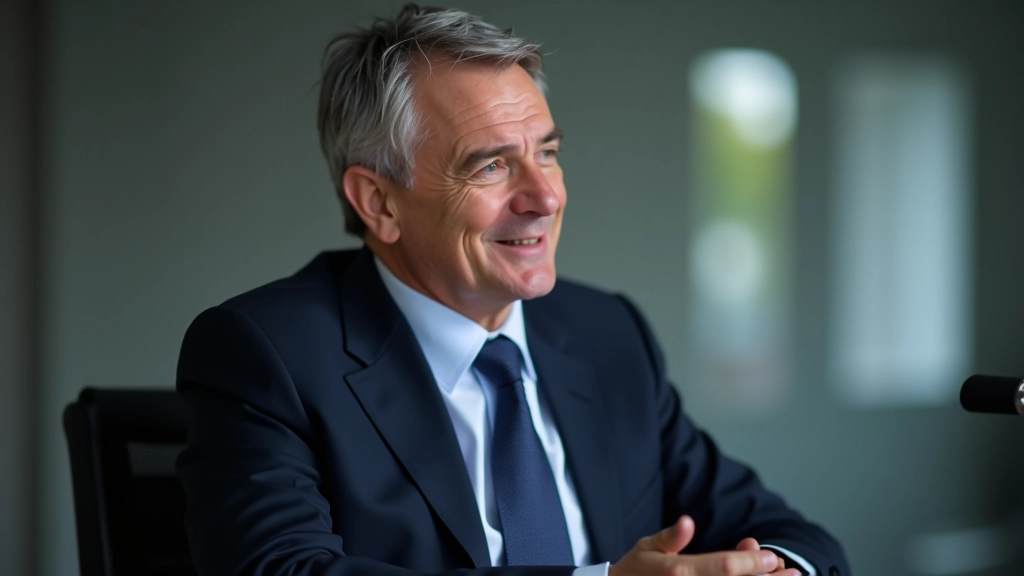 Fotografie guvernéra během promluvy s mikrofónem