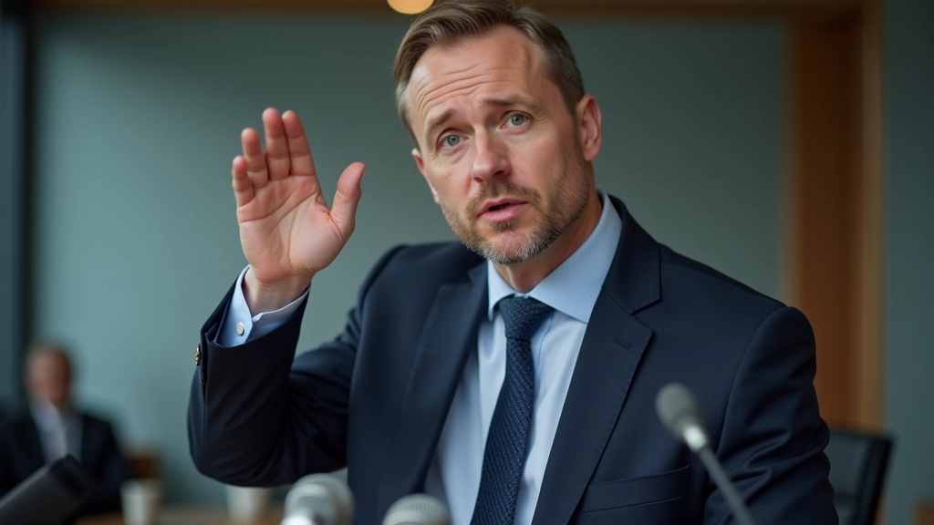 Novinář na tiskové konferenci ČNB se zvednutou rukou