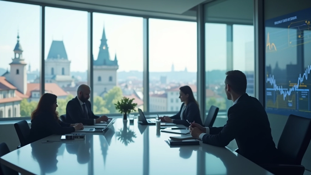 Moderní kancelář zaměřená na analýzu měnové politiky