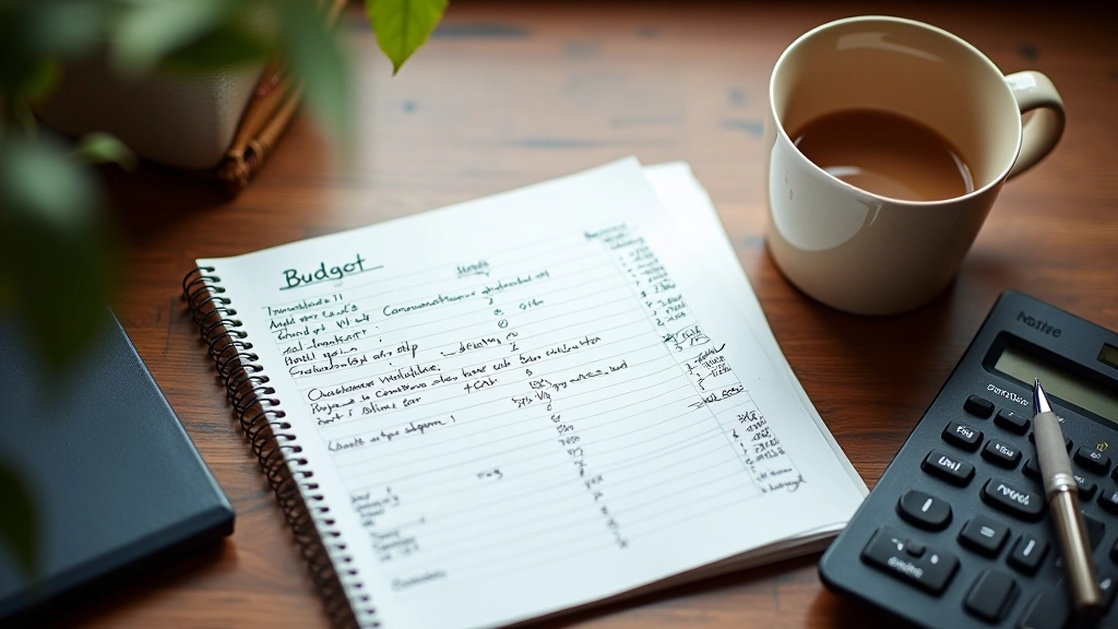 Osobní finance a rozpočet na papíru s kalkulačkou a perem