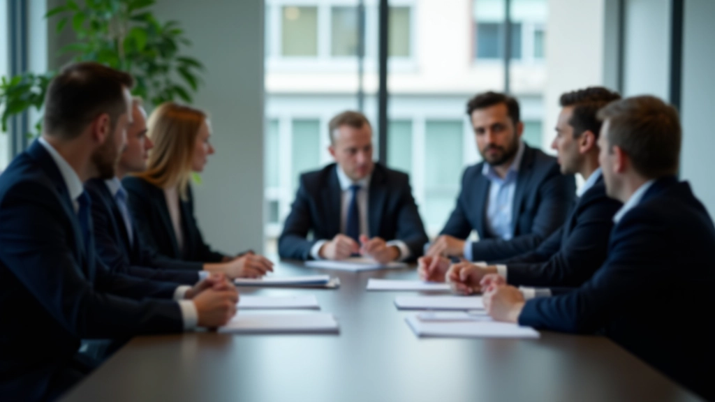 Tým odborníků diskutující ekonomické strategie